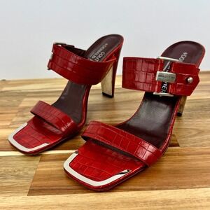 Donald J Pliner Couture Red‎ Alligator Leather Heels Slides Mules 6.5M